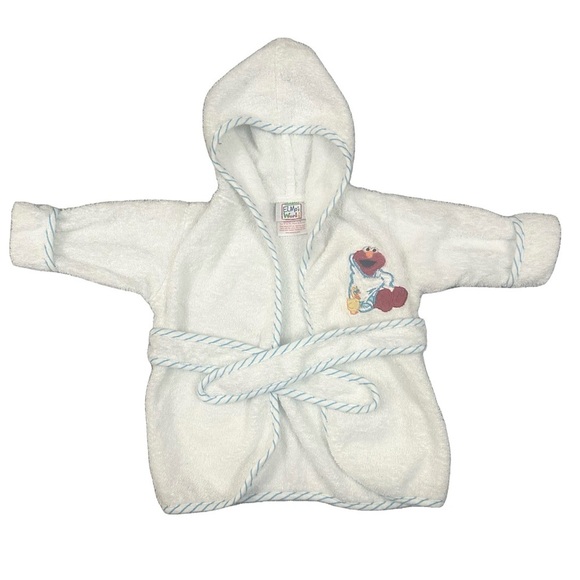 Vntg Sesame Street Elmo’s World Unisex Terry cloth Hooded Robe 0-9M 100% Cotton - Picture 1 of 4